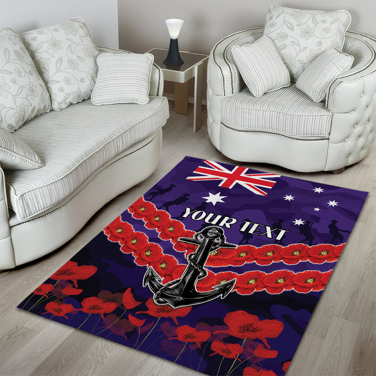 Custom Dockers Football Area Rug ANZAC Lest We Forget - Vibe Hoodie Shop