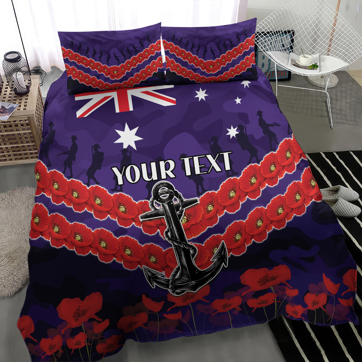 Custom Dockers Football Bedding Set ANZAC Lest We Forget - Vibe Hoodie Shop
