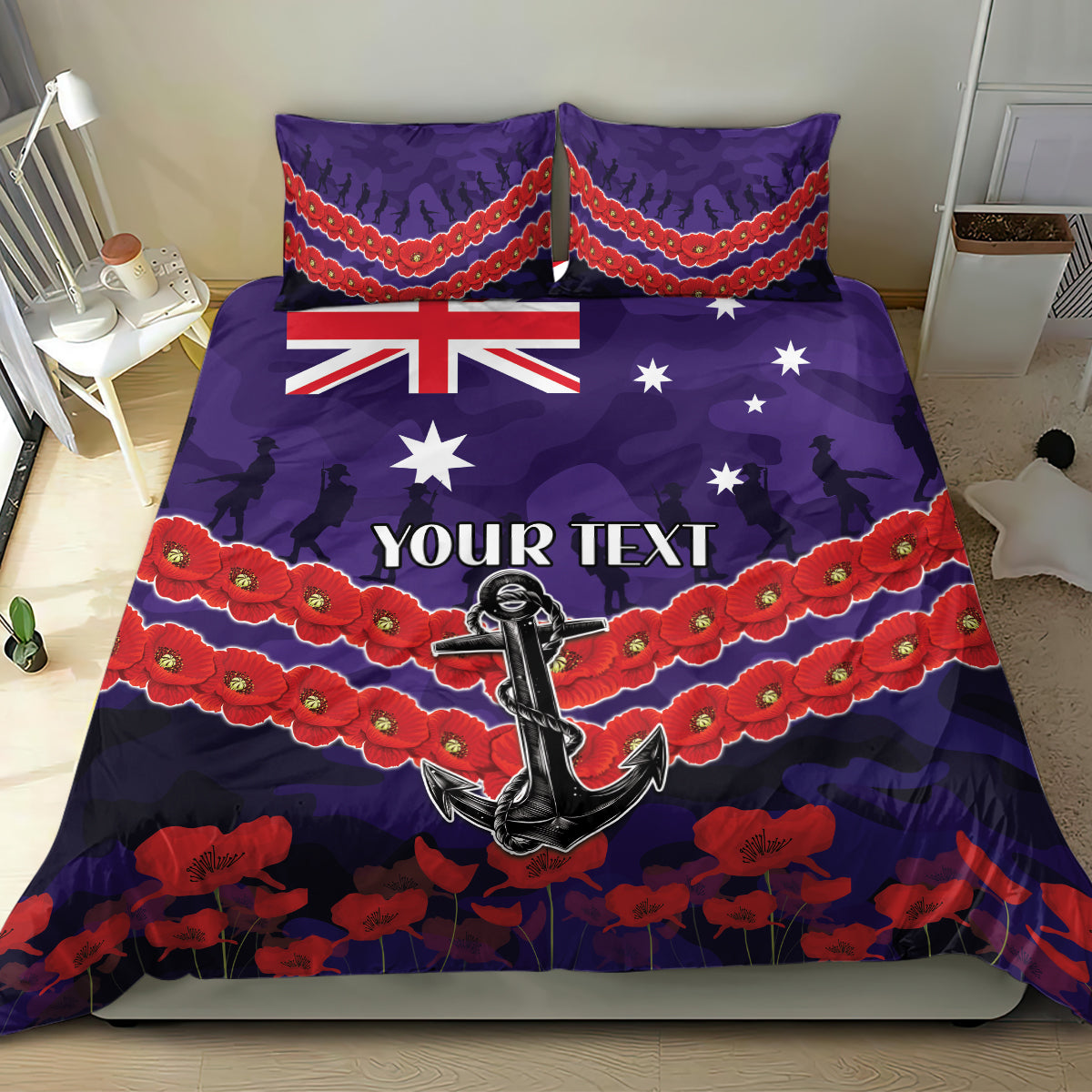 Custom Dockers Football Bedding Set ANZAC Lest We Forget - Vibe Hoodie Shop