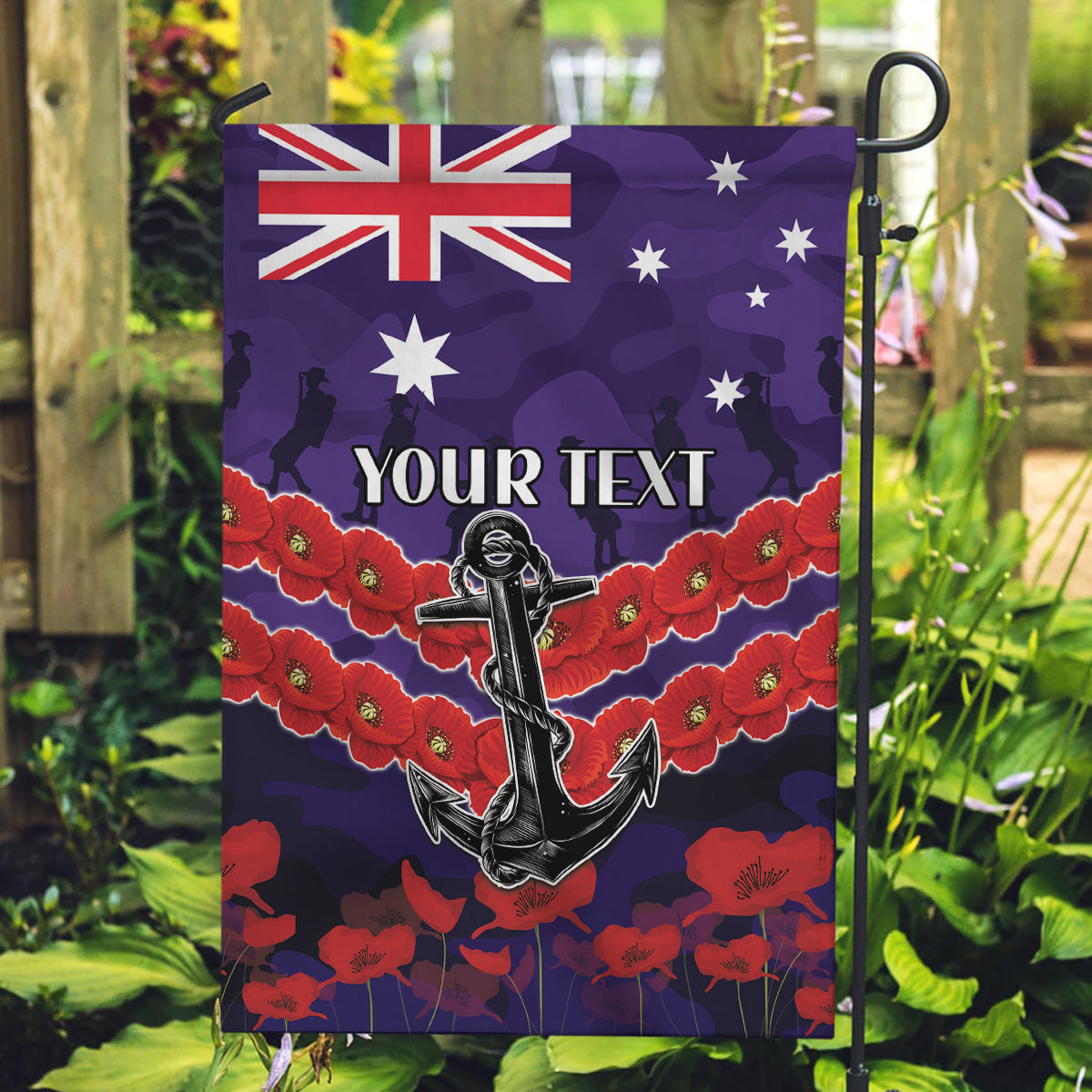 Custom Dockers Football Garden Flag ANZAC Lest We Forget - Vibe Hoodie Shop