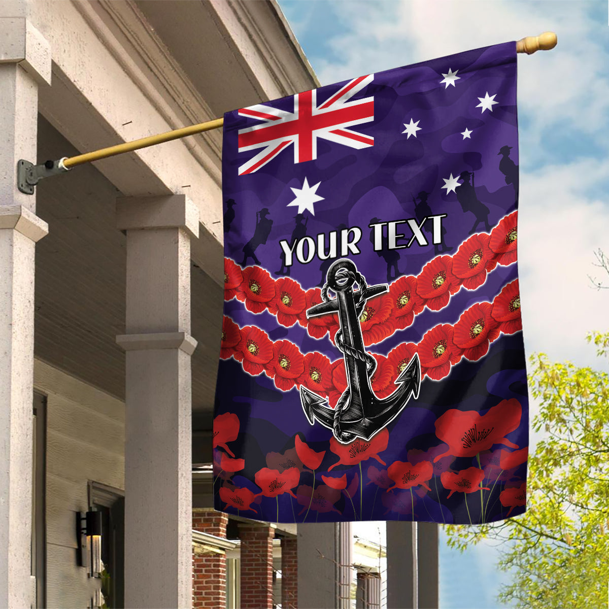 Custom Dockers Football Garden Flag ANZAC Lest We Forget - Vibe Hoodie Shop