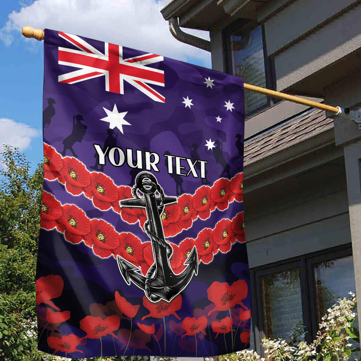 Custom Dockers Football Garden Flag ANZAC Lest We Forget - Vibe Hoodie Shop