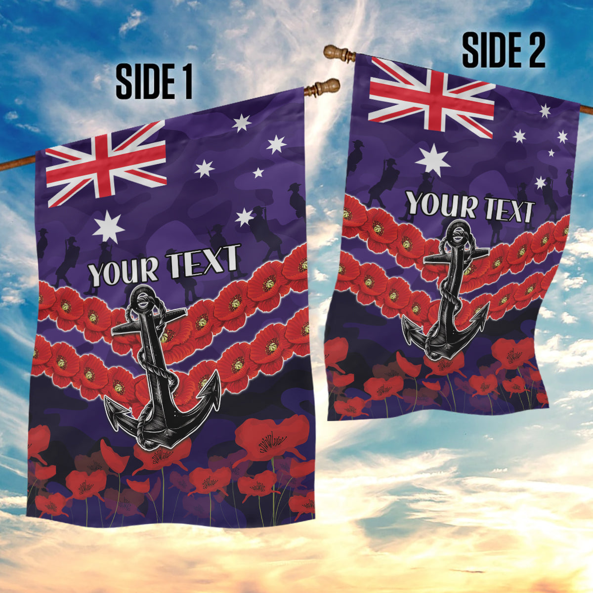 Custom Dockers Football Garden Flag ANZAC Lest We Forget - Vibe Hoodie Shop