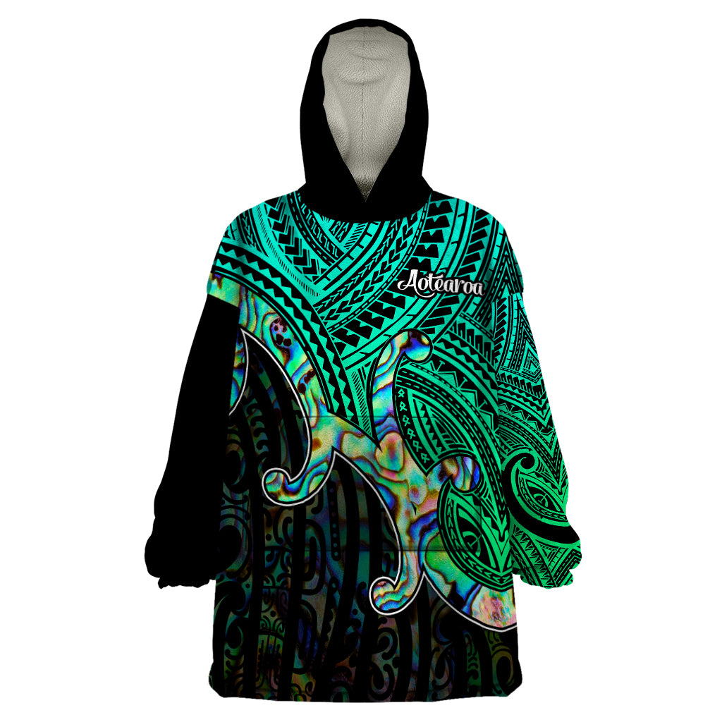 Aotearoa Papua Shell Wearable Blanket Hoodie Maori Tribal Pattern - Vibe Hoodie Shop