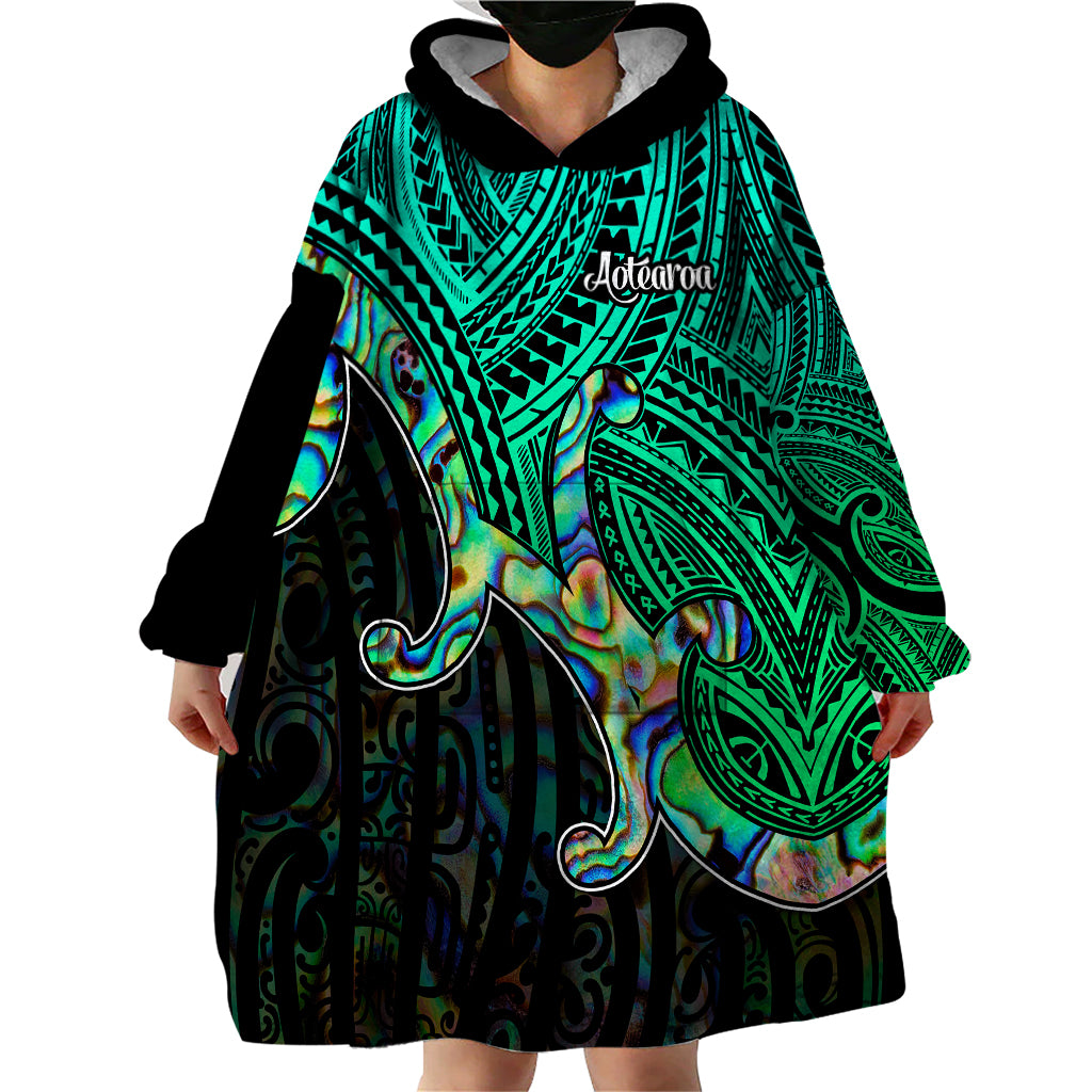 Aotearoa Papua Shell Wearable Blanket Hoodie Maori Tribal Pattern - Vibe Hoodie Shop