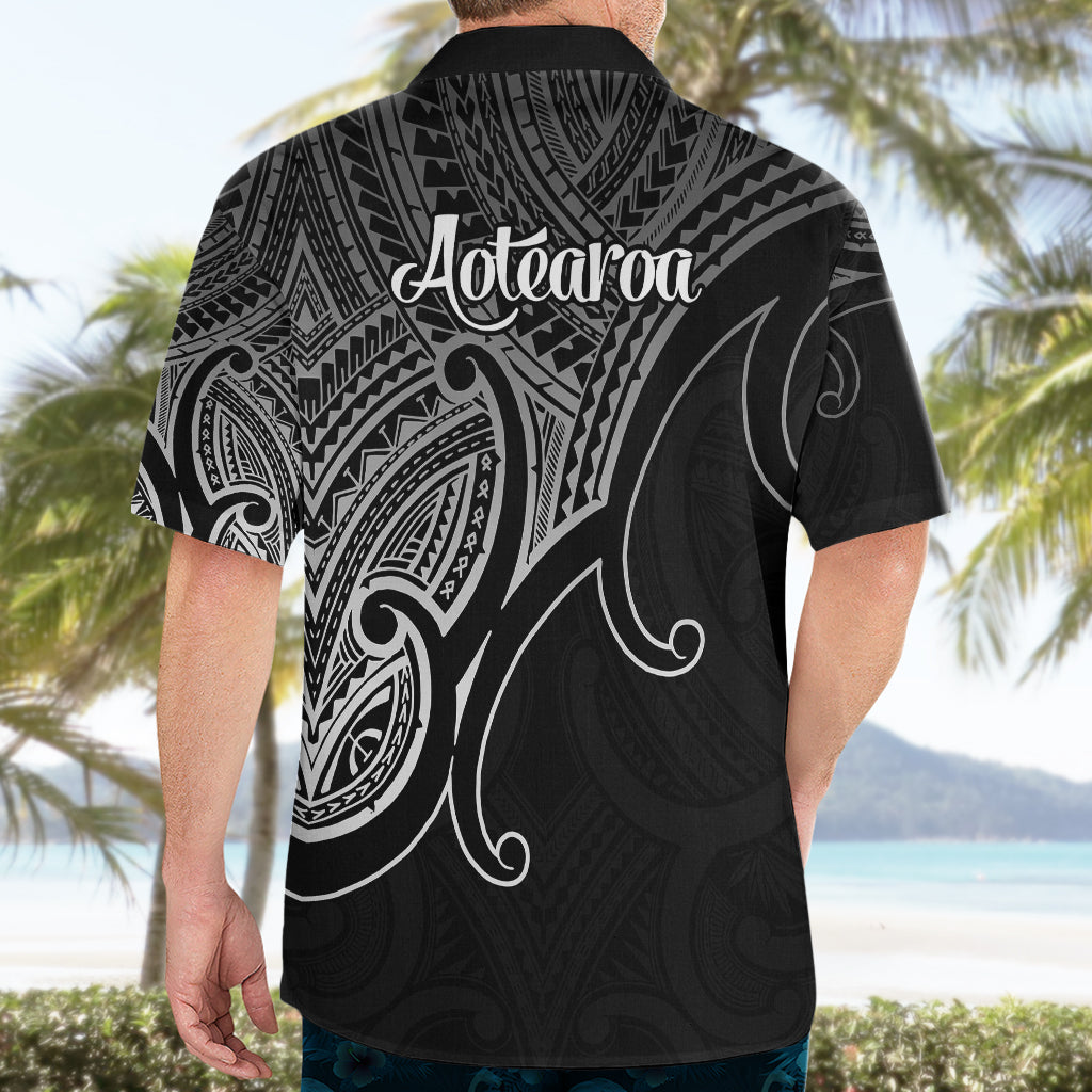Aotearoa Maori Koru Hawaiian Shirt Polynesian Pacific Tribal - Black - Vibe Hoodie Shop