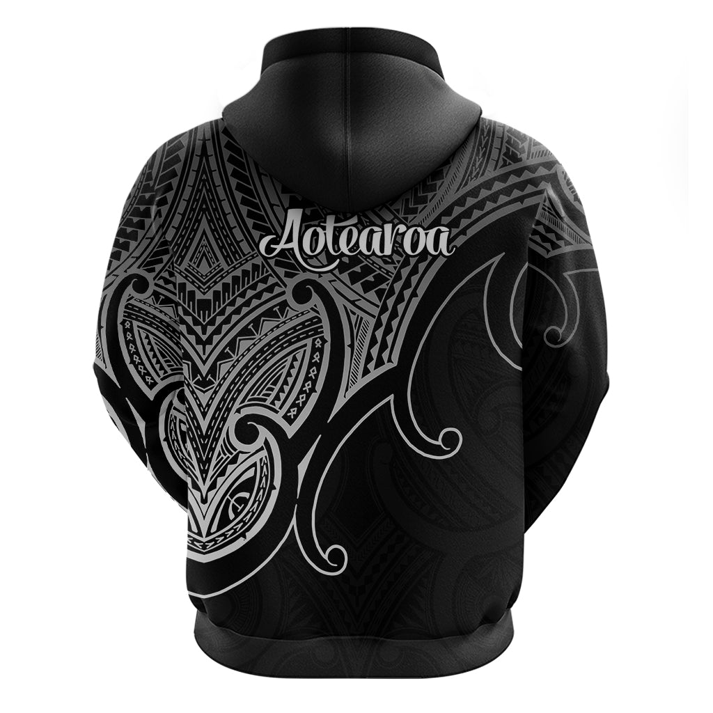 Aotearoa Maori Koru Hoodie Polynesian Pacific Tribal - Black LT9 - Vibe Hoodie Shop