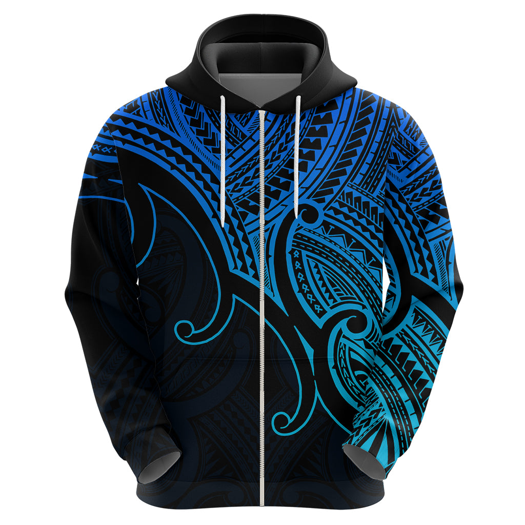Aotearoa Maori Koru Hoodie Polynesian Pacific Tribal - Blue LT9 - Vibe Hoodie Shop