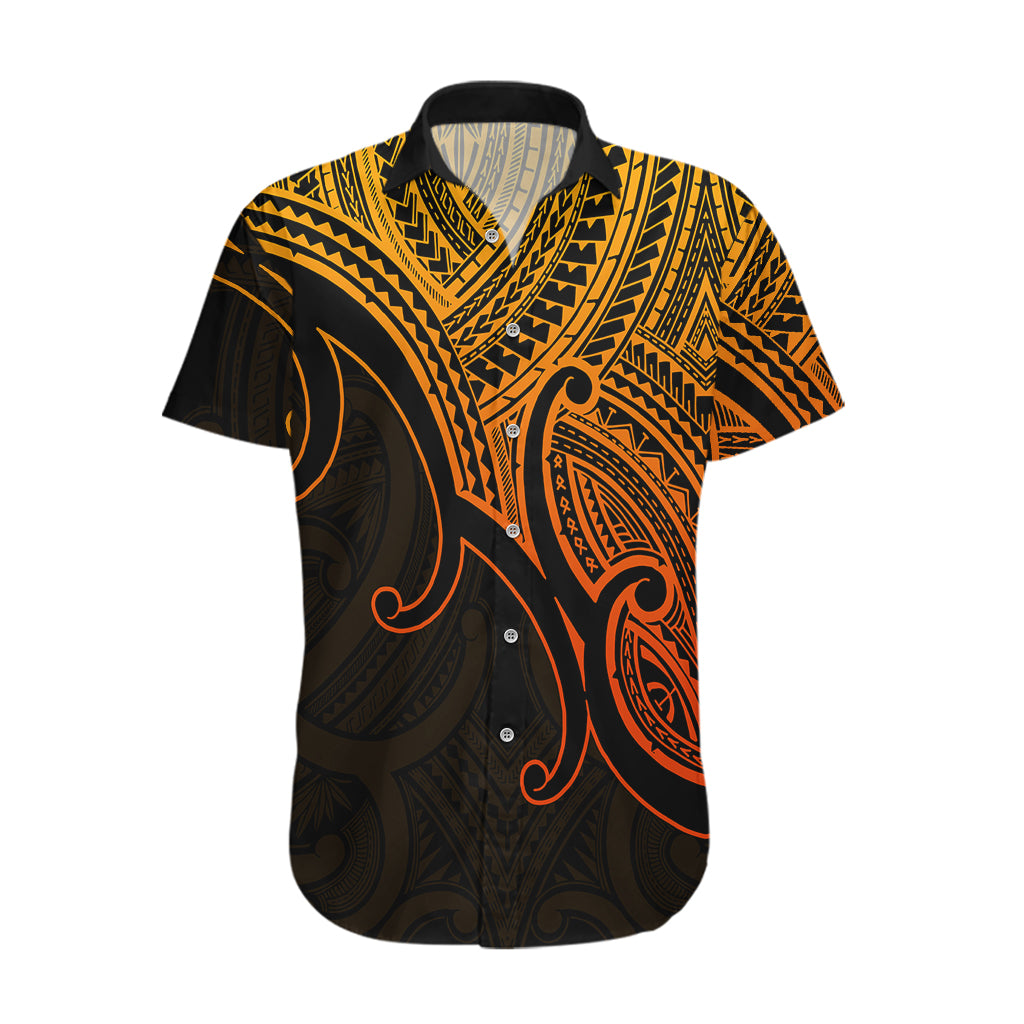 Aotearoa Maori Koru Hawaiian Shirt Polynesian Pacific Tribal - Gold - Vibe Hoodie Shop