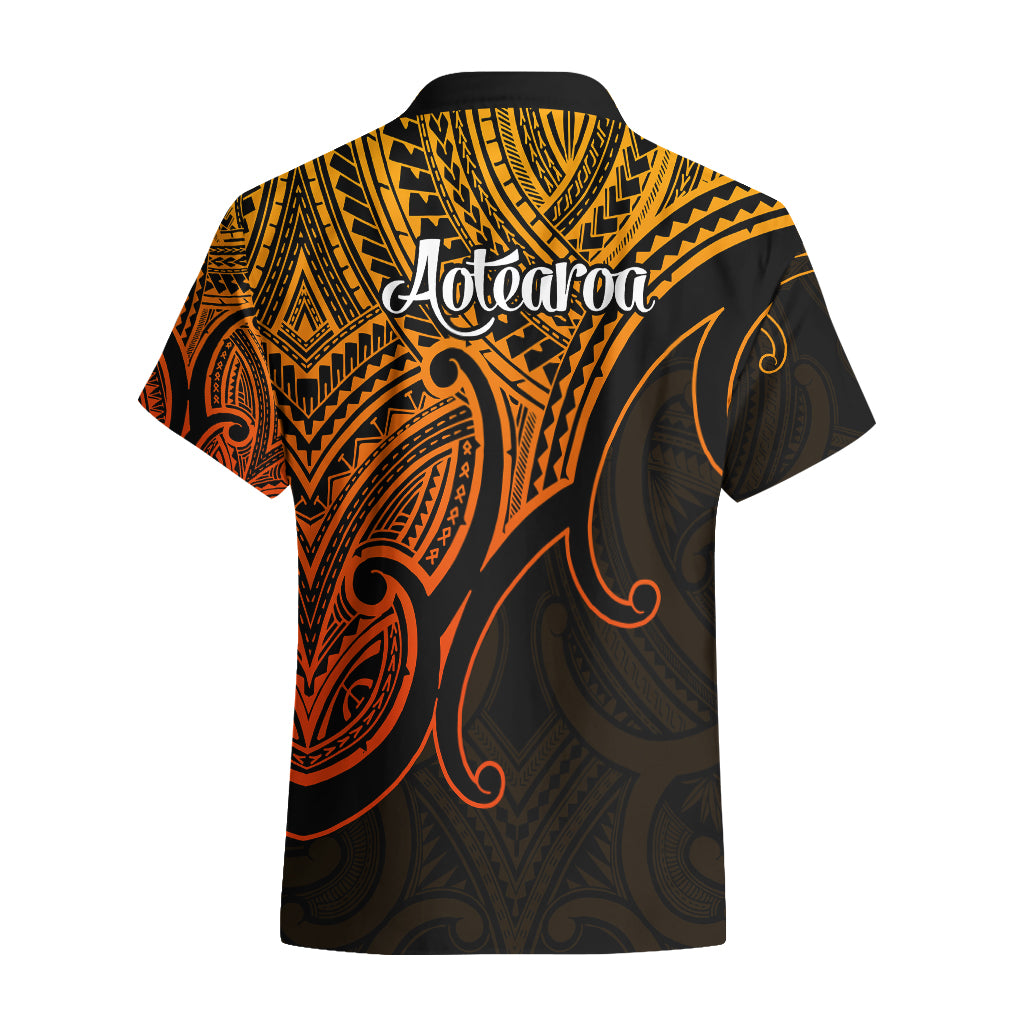 Aotearoa Maori Koru Hawaiian Shirt Polynesian Pacific Tribal - Gold - Vibe Hoodie Shop