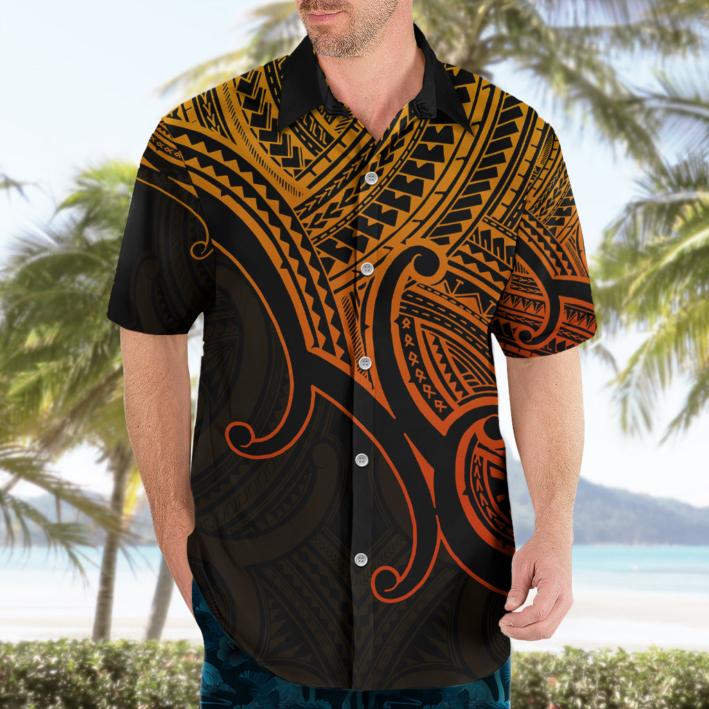 Aotearoa Maori Koru Hawaiian Shirt Polynesian Pacific Tribal - Gold - Vibe Hoodie Shop