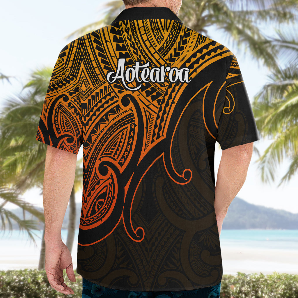 Aotearoa Maori Koru Hawaiian Shirt Polynesian Pacific Tribal - Gold - Vibe Hoodie Shop
