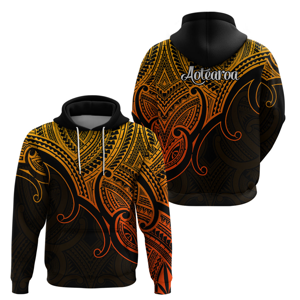 Aotearoa Maori Koru Hoodie Polynesian Pacific Tribal - Gold LT9 - Vibe Hoodie Shop
