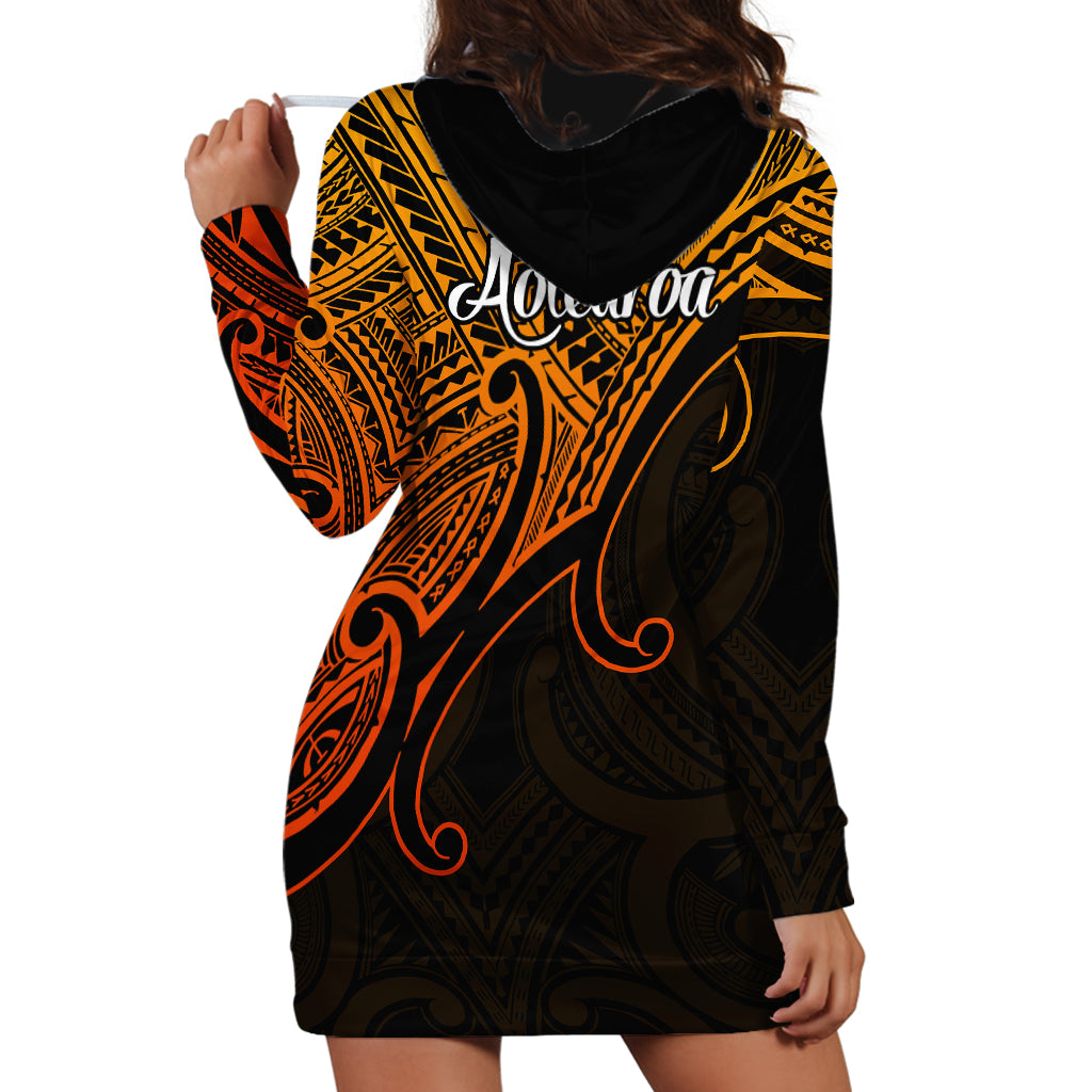 Aotearoa Maori Koru Hoodie Dress Polynesian Pacific Tribal - Gold - Vibe Hoodie Shop