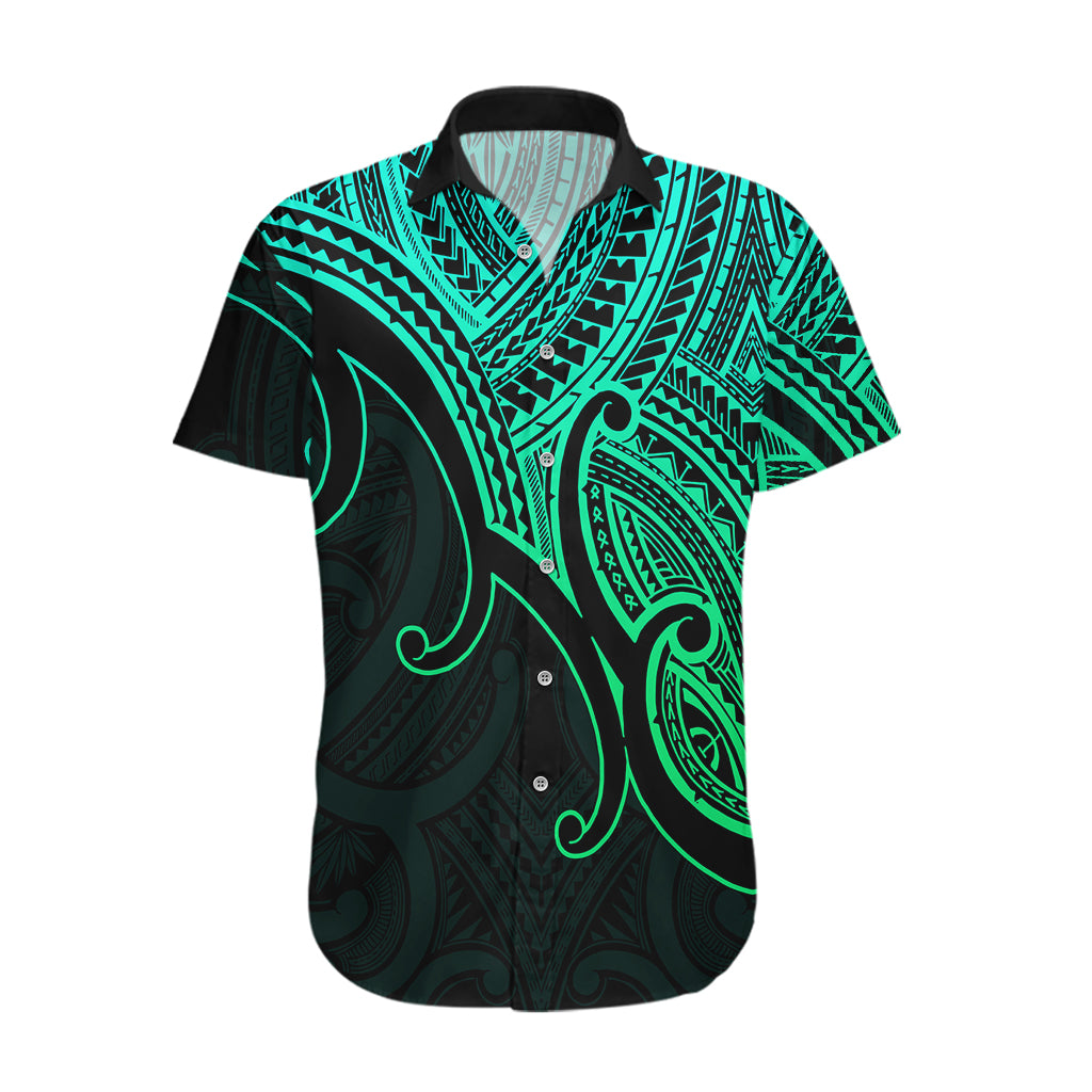 Aotearoa Maori Koru Hawaiian Shirt Polynesian Pacific Tribal - Green - Vibe Hoodie Shop