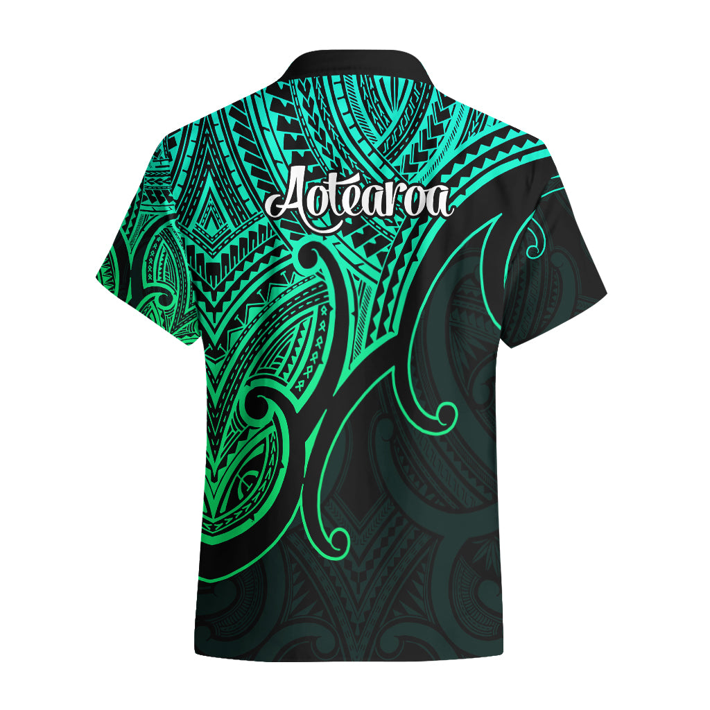 Aotearoa Maori Koru Hawaiian Shirt Polynesian Pacific Tribal - Green - Vibe Hoodie Shop
