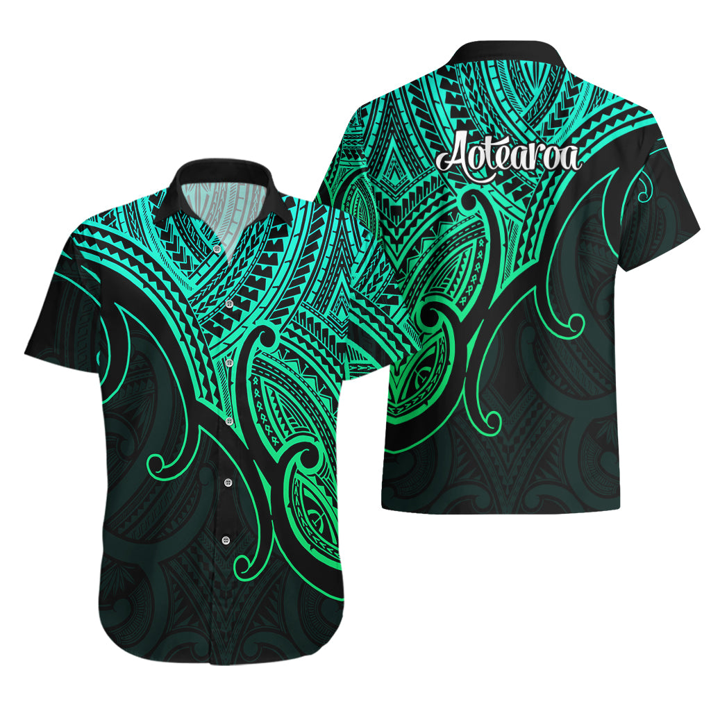 Aotearoa Maori Koru Hawaiian Shirt Polynesian Pacific Tribal - Green - Vibe Hoodie Shop