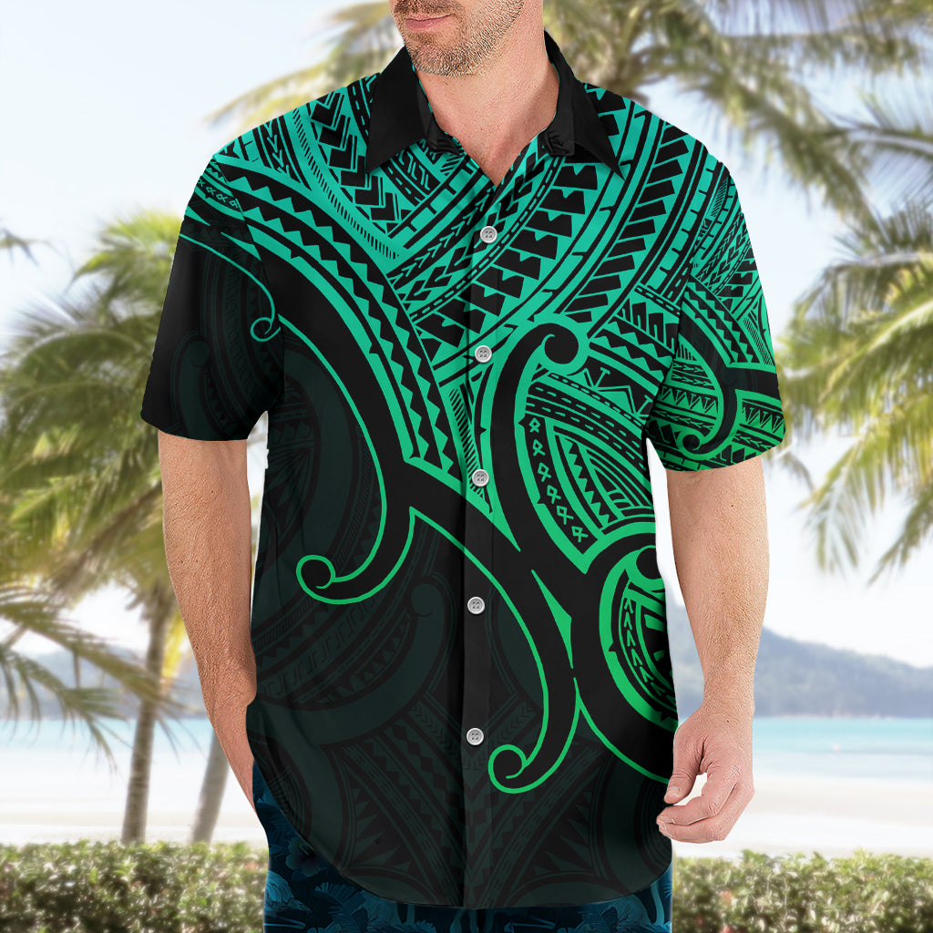 Aotearoa Maori Koru Hawaiian Shirt Polynesian Pacific Tribal - Green - Vibe Hoodie Shop