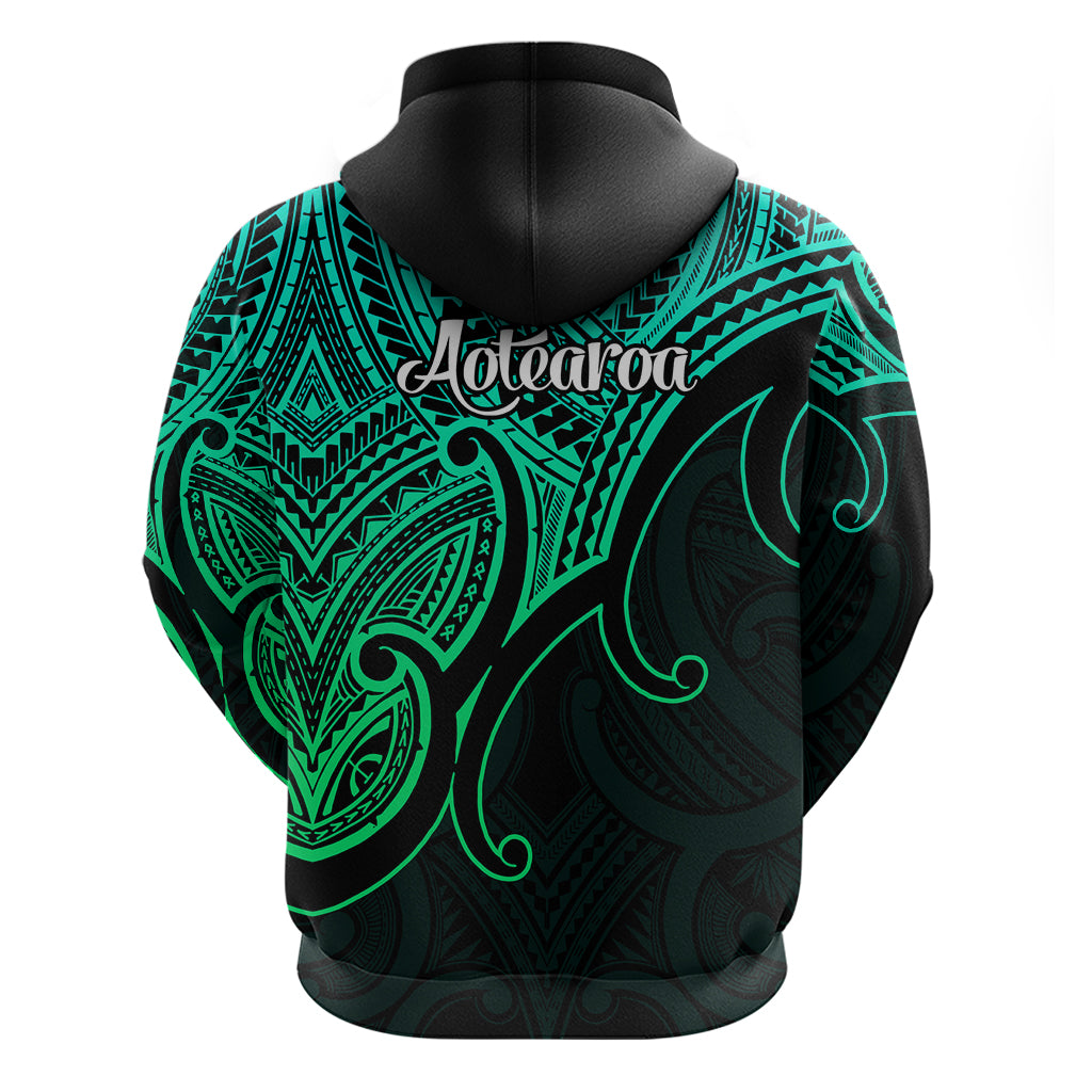 Aotearoa Maori Koru Hoodie Polynesian Pacific Tribal - Green LT9 - Vibe Hoodie Shop