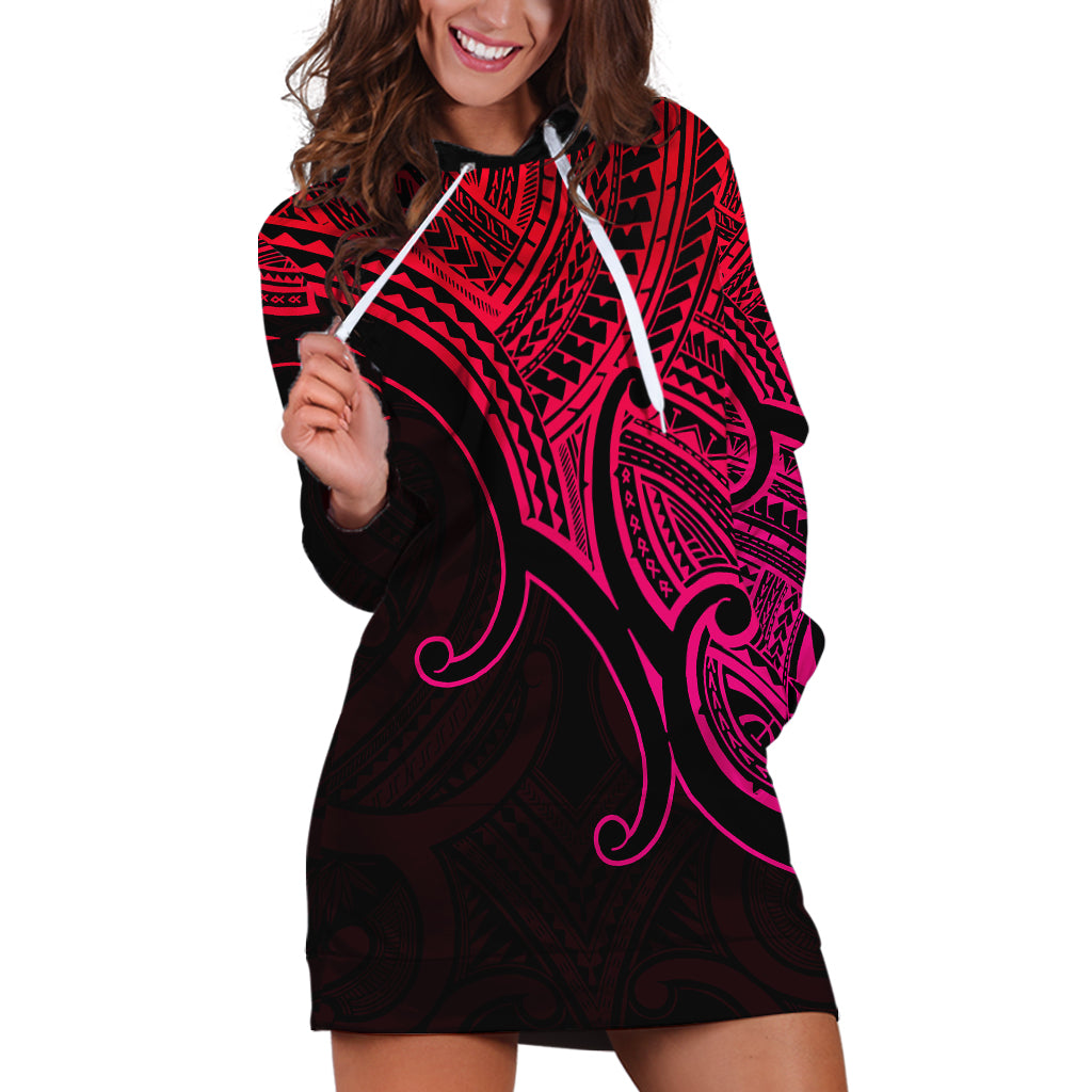 Aotearoa Maori Koru Hoodie Dress Polynesian Pacific Tribal - Pink - Vibe Hoodie Shop