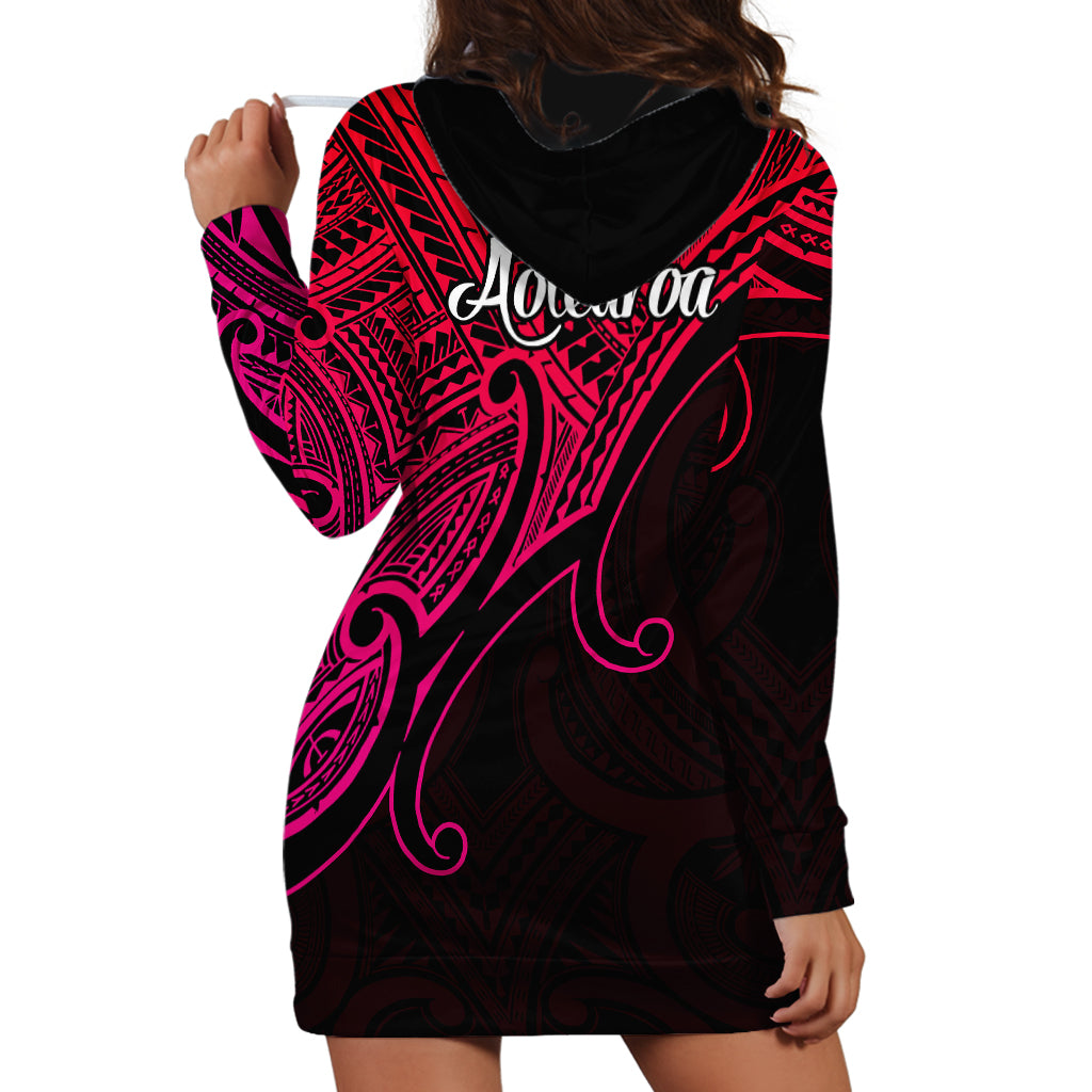 Aotearoa Maori Koru Hoodie Dress Polynesian Pacific Tribal - Pink - Vibe Hoodie Shop