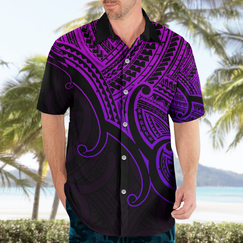 Aotearoa Maori Koru Hawaiian Shirt Polynesian Pacific Tribal - Purple - Vibe Hoodie Shop