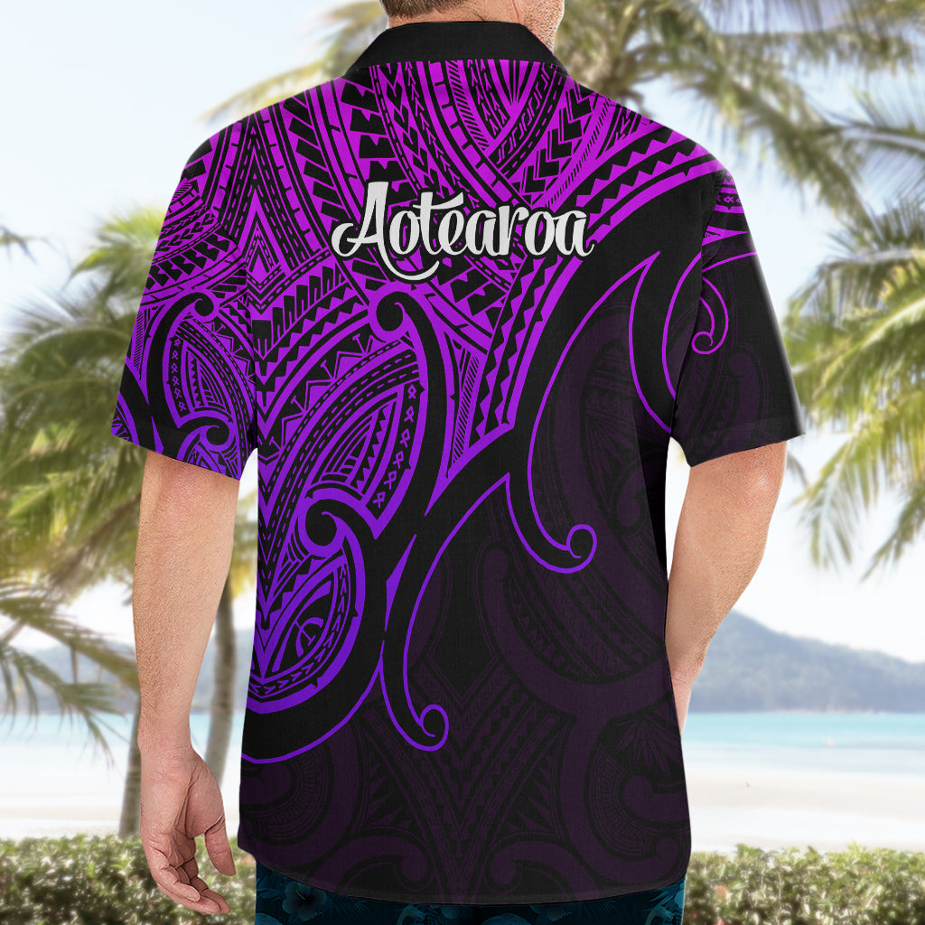 Aotearoa Maori Koru Hawaiian Shirt Polynesian Pacific Tribal - Purple - Vibe Hoodie Shop