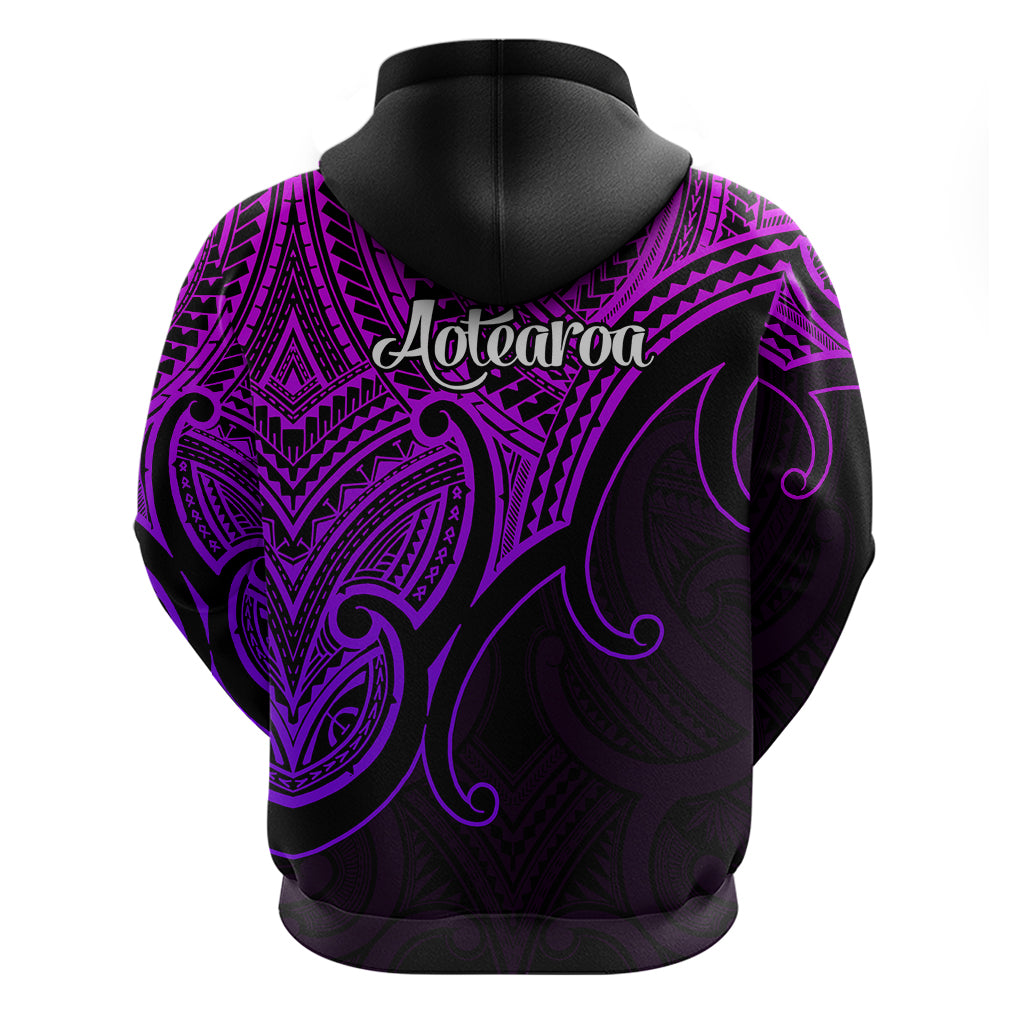 Aotearoa Maori Koru Hoodie Polynesian Pacific Tribal - Purple LT9 - Vibe Hoodie Shop