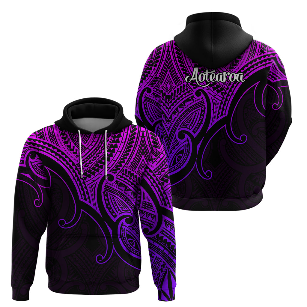 Aotearoa Maori Koru Hoodie Polynesian Pacific Tribal - Purple LT9 - Vibe Hoodie Shop