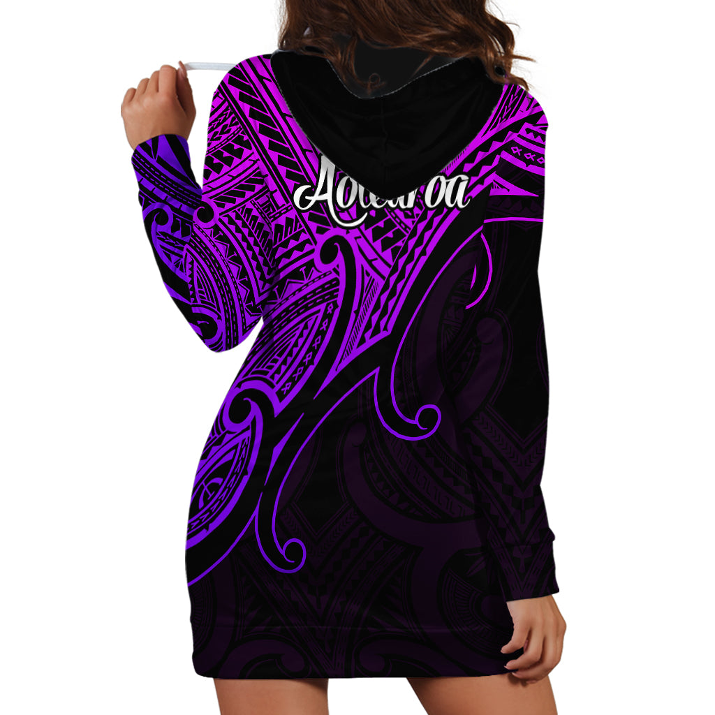 Aotearoa Maori Koru Hoodie Dress Polynesian Pacific Tribal - Purple - Vibe Hoodie Shop