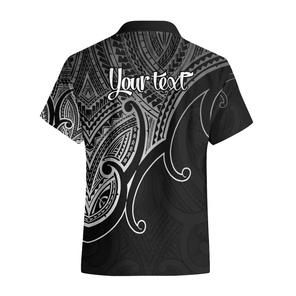 Custom Aotearoa Maori Koru Hawaiian Shirt Polynesian Pacific Tribal - Black - Vibe Hoodie Shop