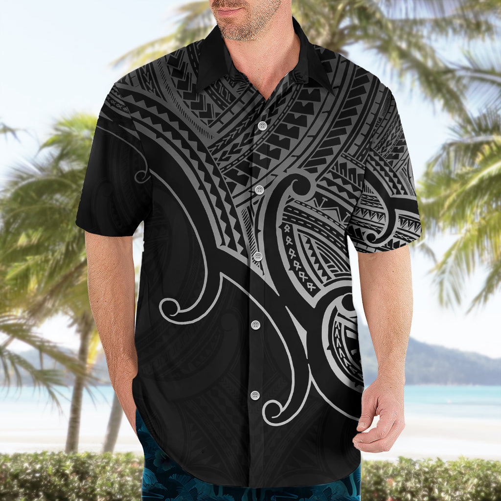 Custom Aotearoa Maori Koru Hawaiian Shirt Polynesian Pacific Tribal - Black - Vibe Hoodie Shop