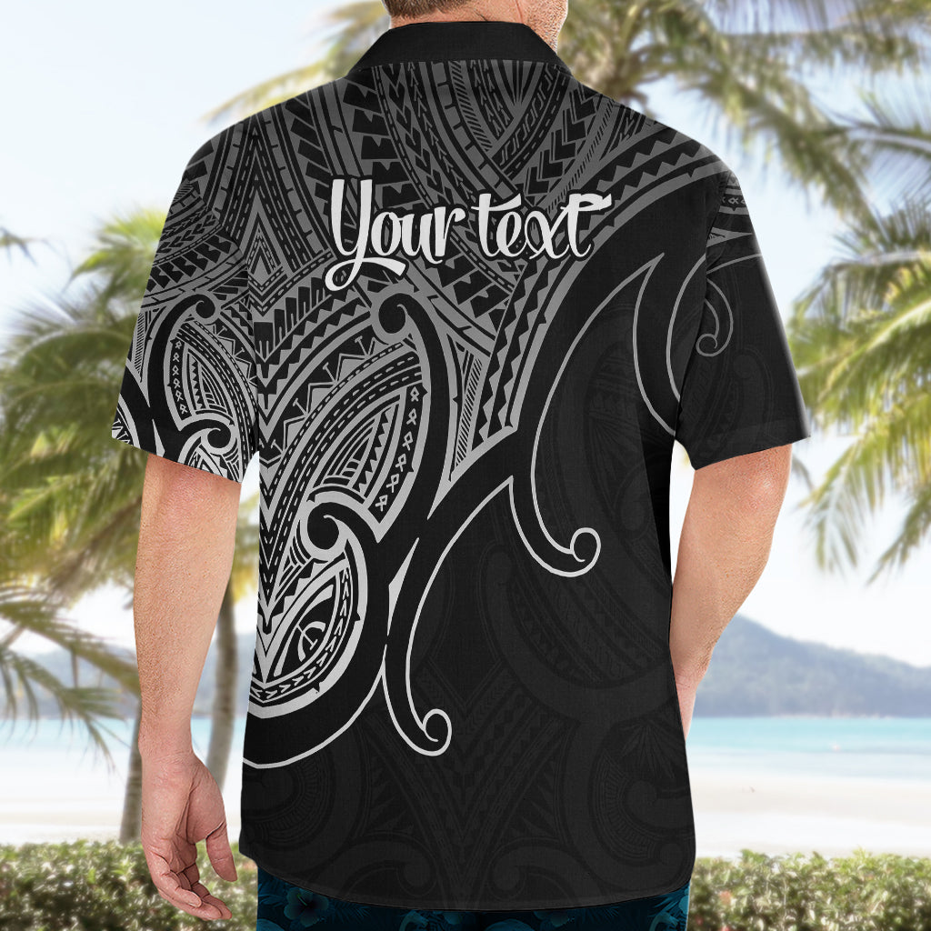 Custom Aotearoa Maori Koru Hawaiian Shirt Polynesian Pacific Tribal - Black - Vibe Hoodie Shop