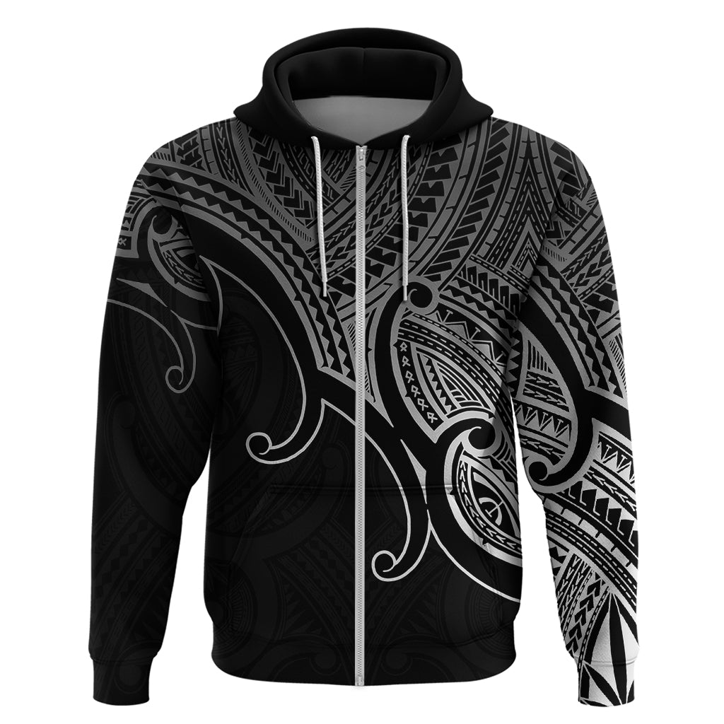 Custom Aotearoa Maori Koru Hoodie Polynesian Pacific Tribal - Black LT9 - Vibe Hoodie Shop