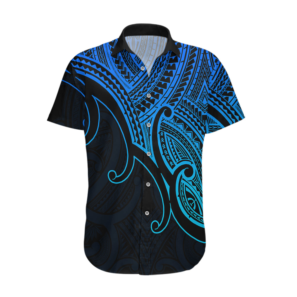 Custom Aotearoa Maori Koru Hawaiian Shirt Polynesian Pacific Tribal - Blue - Vibe Hoodie Shop