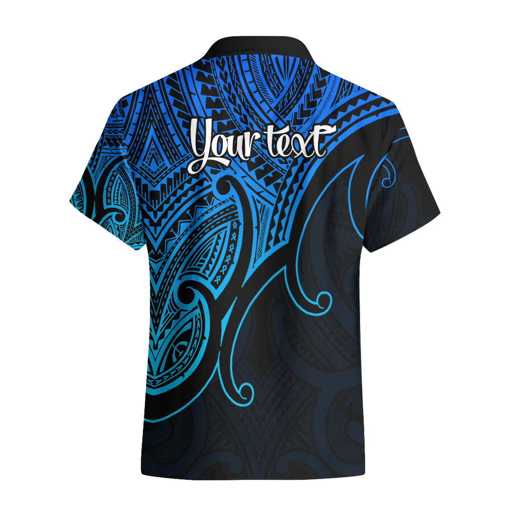 Custom Aotearoa Maori Koru Hawaiian Shirt Polynesian Pacific Tribal - Blue - Vibe Hoodie Shop