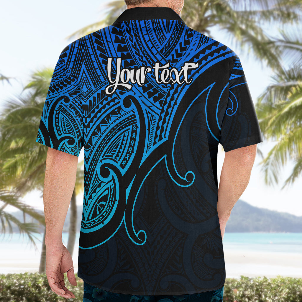 Custom Aotearoa Maori Koru Hawaiian Shirt Polynesian Pacific Tribal - Blue - Vibe Hoodie Shop