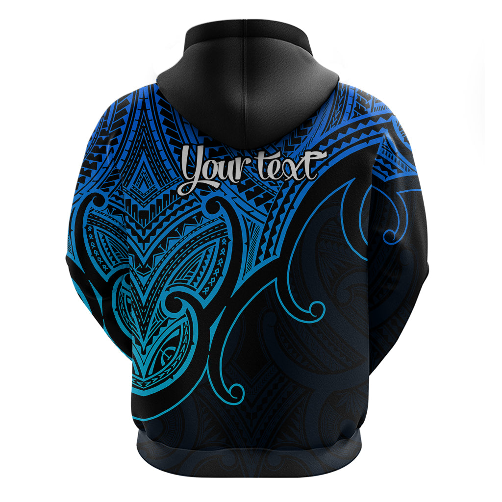 Custom Aotearoa Maori Koru Hoodie Polynesian Pacific Tribal - Blue LT9 - Vibe Hoodie Shop