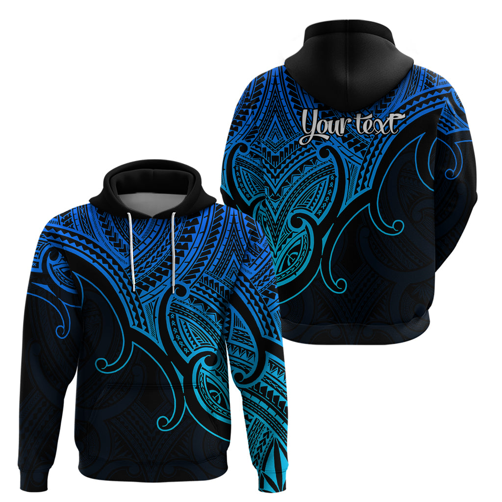 Custom Aotearoa Maori Koru Hoodie Polynesian Pacific Tribal - Blue LT9 - Vibe Hoodie Shop