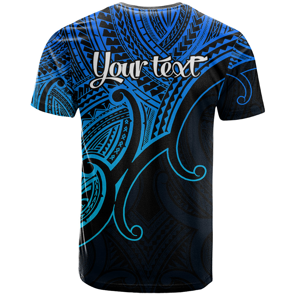 Custom Aotearoa Maori Koru T Shirt Polynesian Pacific Tribal - Blue LT9 - Vibe Hoodie Shop