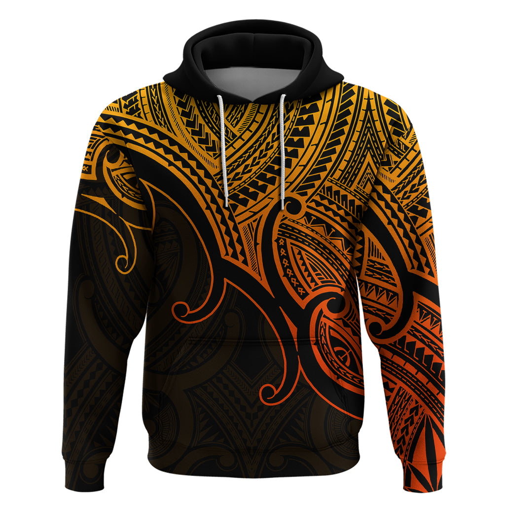 Custom Aotearoa Maori Koru Hoodie Polynesian Pacific Tribal - Gold LT9 - Vibe Hoodie Shop