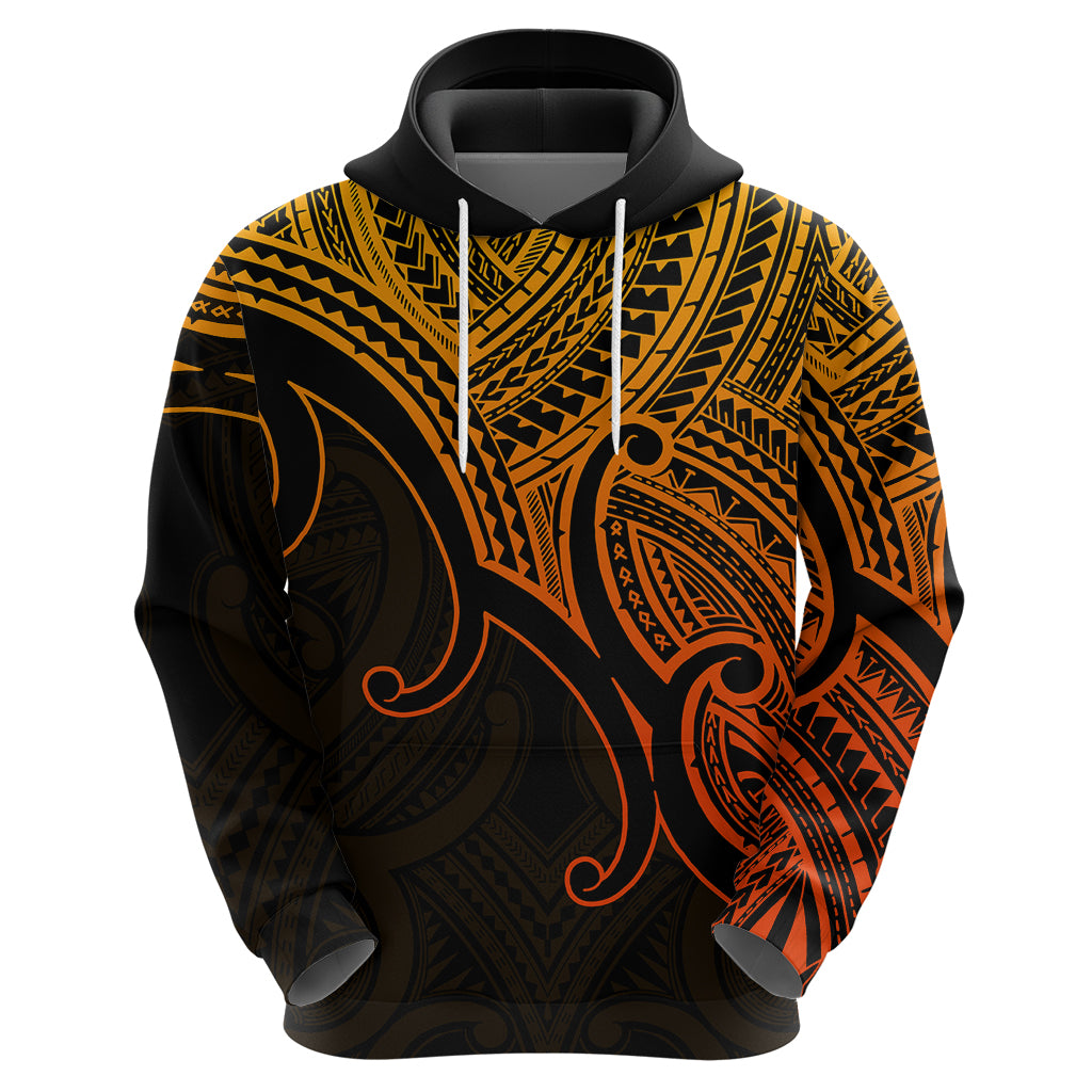 Custom Aotearoa Maori Koru Hoodie Polynesian Pacific Tribal - Gold LT9 - Vibe Hoodie Shop