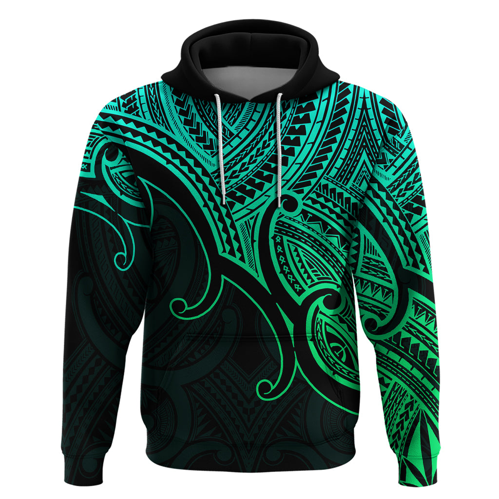 Custom Aotearoa Maori Koru Hoodie Polynesian Pacific Tribal - Green LT9 - Vibe Hoodie Shop
