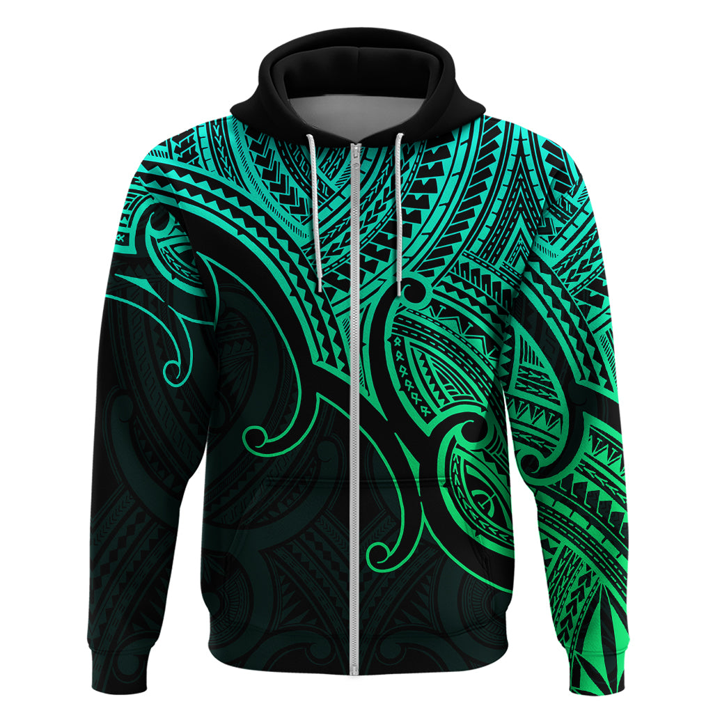Custom Aotearoa Maori Koru Hoodie Polynesian Pacific Tribal - Green LT9 - Vibe Hoodie Shop