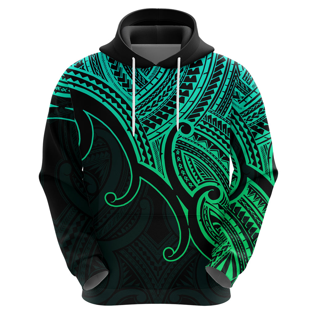 Custom Aotearoa Maori Koru Hoodie Polynesian Pacific Tribal - Green LT9 - Vibe Hoodie Shop