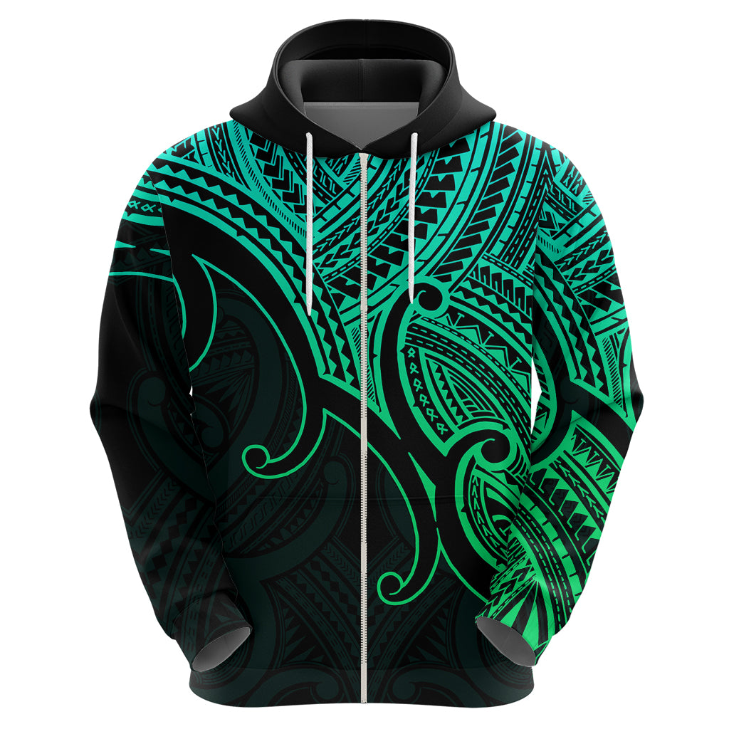 Custom Aotearoa Maori Koru Hoodie Polynesian Pacific Tribal - Green LT9 - Vibe Hoodie Shop