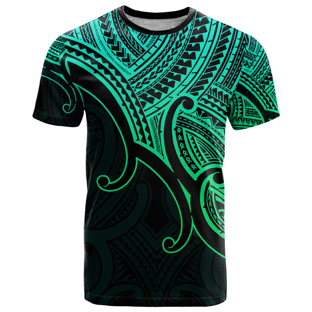 Custom Aotearoa Maori Koru T Shirt Polynesian Pacific Tribal - Green LT9 - Vibe Hoodie Shop