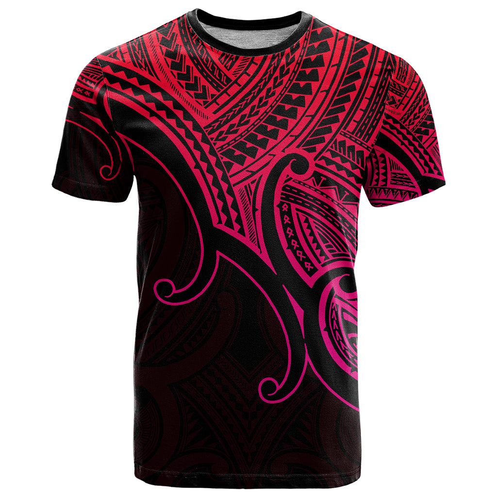 Custom Aotearoa Maori Koru T Shirt Polynesian Pacific Tribal - Pink LT9 - Vibe Hoodie Shop