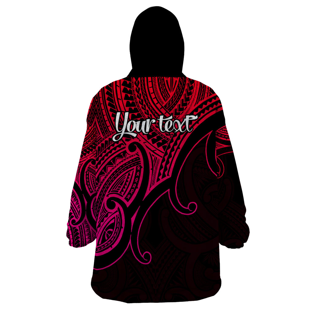 Custom Aotearoa Maori Koru Wearable Blanket Hoodie Polynesian Pacific Tribal - Pink - Vibe Hoodie Shop