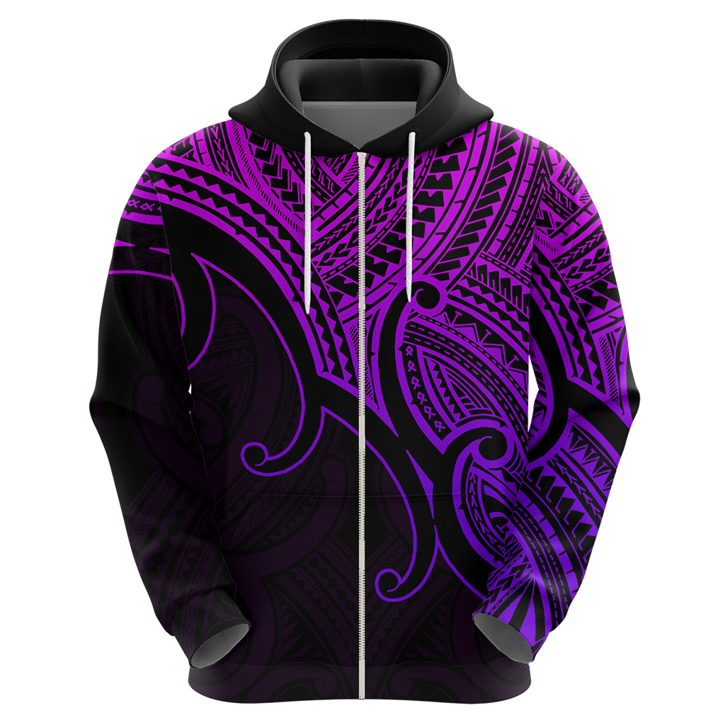 Custom Aotearoa Maori Koru Hoodie Polynesian Pacific Tribal - Purple LT9 - Vibe Hoodie Shop